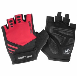 Zweii ½ Sports Men Women Cycling Gloves Half Finger Breathable Leisure Summer Cycling Fitness Gloves Gel Padding Breathable Non-Slip Outdoor MTB Training Gloves (XS, Red)