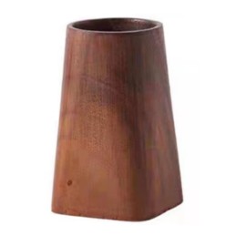 Marsrut Wood Pen Pencil Holder, Durable Wooden Cup Whole Piece, Black Walnut Pencil Organizer Caddy Stand for Desktop Office Supplies (115x60x58mm, Wooden Color)
