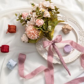 MORSUNBELA Chiffon Ribbon Bow Ribbon Wedding Ribbon 1 inch x 7 Yd Ribbon for Gift Wrapping Mother's Day Birthday Gift Bridal Bouquet Decoration Purple Ribbon