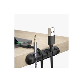 Cable Organizer 2-Pack (5-Slot + 3-Slot) – Silicone Cord Management Holder with Strong Adhesive for Desk, Car & Office – Wire Organizer for USB, Charging & Power Cables Black