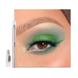 Green Shimmer Eyeshadow Pencil, Metallic Green Cream Eye Shadow Stick, Silky Smooth Highly Pigmented EyeShadow Crayon Eye Makeup for Women