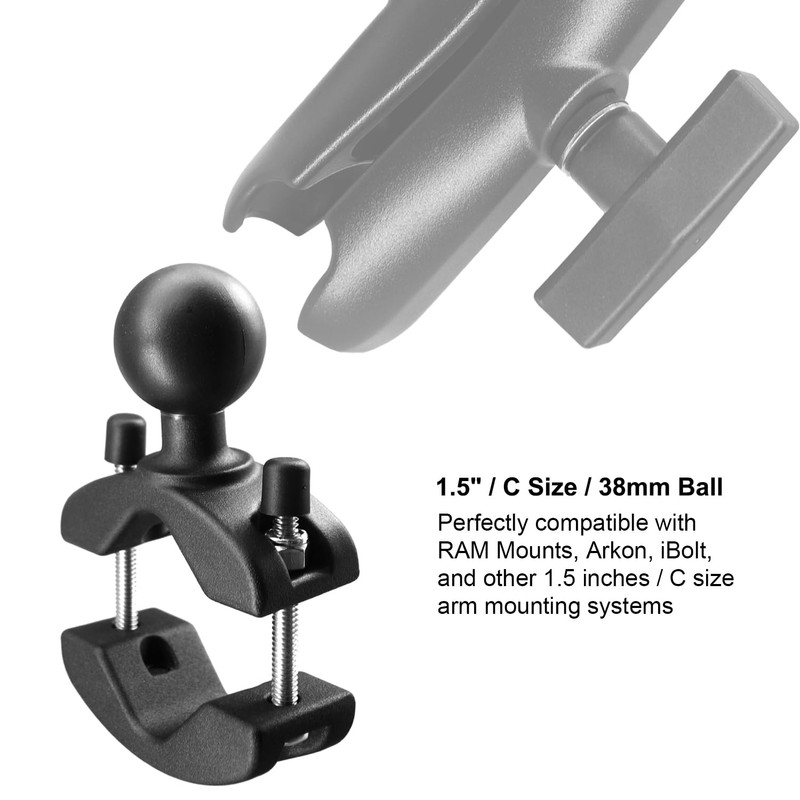 WINDFRD Aluminum Grab Bar Clamp Mount Base with 1.5'' Ball