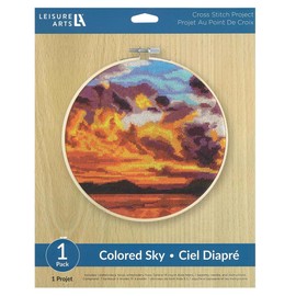 Leisure Arts Cross Stitch Kit 8" Colored Sky - Embroidery Kit for Beginners - for Adults Cross Stitch Kits Cross Stitch Kits Beginners Patterns