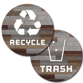 Recycle and Trash Logo Magnetic Decal - Resuable and Reposition - for Metal cans, and Bins - Indoor & Outdoor - UV Protected Premium Decal 2565 (Wood Planks - Brown, Small)