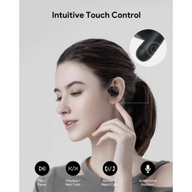 AUKEY EP-S1 Open Earbuds Wearable Stereo with Bluetooth 5.4, AI ENC Noise Reduction, IPX4 Waterproof,OWS Headphones Lightweight Design Headphone - Color: Black