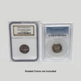 Graded Coin Slab Sleeves Resealable Tapered Flap 2Mil Thickness 100 Sleeves Per Pack