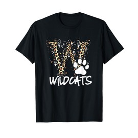 Wildcats Spirit Bold Letter W and Paw Print T-Shirt
