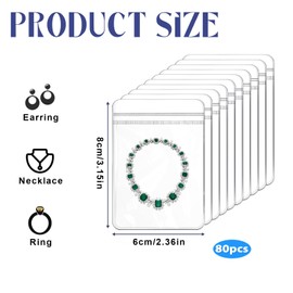 ElevateTech Travel Jewelry Bags 80 PCS Clear Pvc Jewelry Bags Plastic Portable Anti Tarnish Jewelry Storage Pouch Bag Gift Anti Tarnish Protect Jewelry for Women Girl
