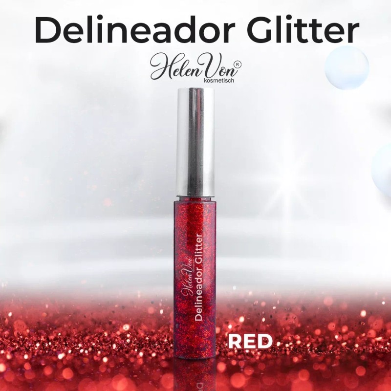 Helen Von Kosmetisch Delineador Glitter Liquido Larga Duracion Brocha Kit
