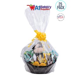 A1 Bakery Supplies Morepack Large Cello/Cellophane Bags,27 x 35 Inches Clear Basket Bags BOPP Plastic Cellophane Wrap for Gift Baskets Packaging 15 Pack