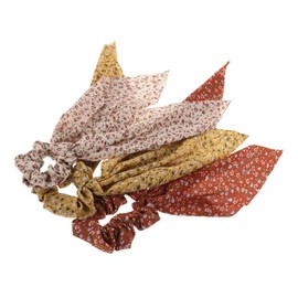 SAFIGLE 3pcs Floral Ribbon Hair Scrunchies for Women Soft Elastic Ponytail Holder Versatile Hair Accessories Brick Red for Stylish Hairstyles and Everyday Use