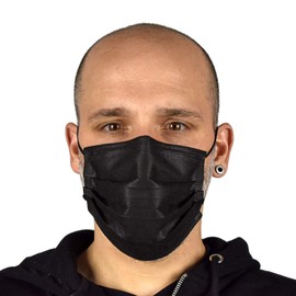 Triplast Black Disposable Masks | Pack of 50 | 3-Layer Face Cover | Suitable for Sensitive Skin | TPBLACK3PLYMASK