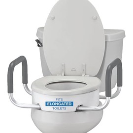 NOVA Raised Toilet Seat with Handles for Seniors – Elongated Toilet Riser with Safety Grab Bars, Elevated Toilet Seat for Elderly, Disabled & Post-Surgery Support - Elongated Toilet