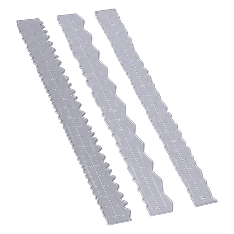 Irregular Edges Ruler, 3pcs Carbon Steel Cutting Dies Lightweight Measuring