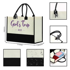 Fun Girls Trip Gifts Girls Weekend Gifts Ideas Canvas Cotton Tote Bag Girls Weekend Favors for Women Female Daughter Girl Sister Coworker Shopping Grocery Travel Weekend Bag Christmas Birthday