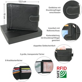 CF CATTERFELD Men's Genuine Leather Wallet with RFID Protection, black, purse