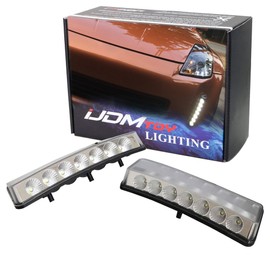 iJDMTOY Clear Lens LED Daytime Running Lights Compatible with 2003-2005 Pre-LCI Nissan 350z, Direct Fit DRL Assy Powered by 7 Pieces High Power Xenon White LED Each Side