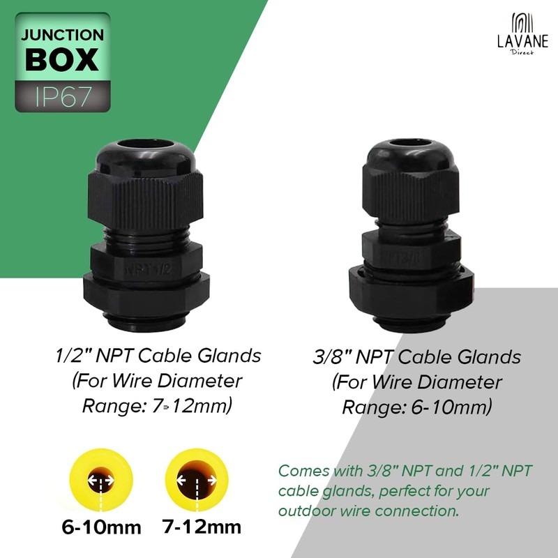 Waterproof Outdoor Junction Box, LA VANE IP67 ABS Plastic Dustproof