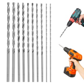 Set of 10 Extra Long Wood Drill Bits HSS Twist Drill Bits Diameter 2 mm, 3 mm, 3.5 mm, 4 mm, 5 mm, 150 mm Length, for Precise Drilling in Wood, Plastic and Aluminium, Perfect for Renovations