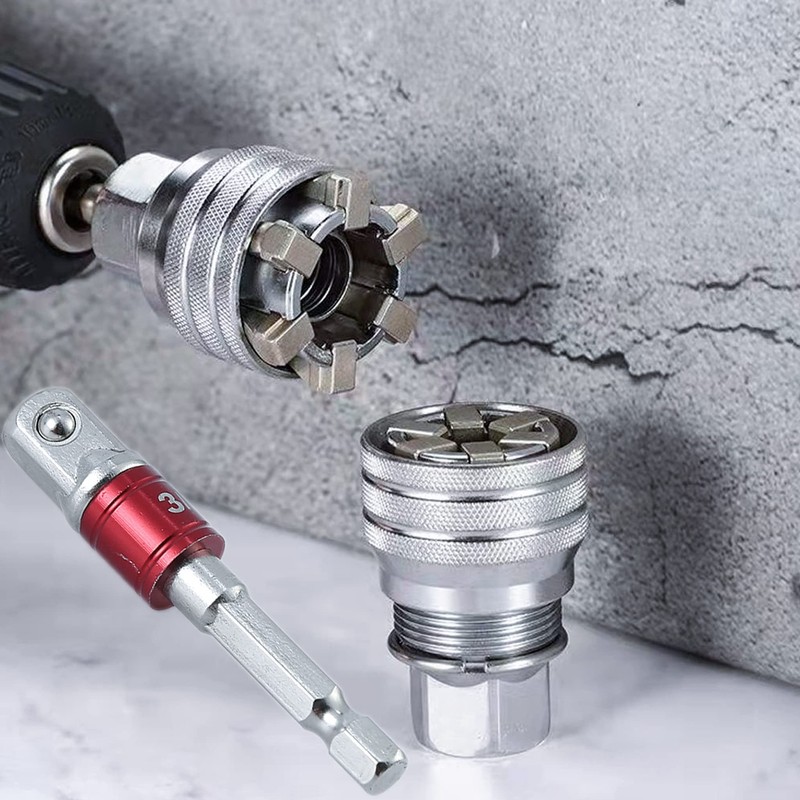 KEWAYO 10-19mm Universal Adjustable Socket, Adjustable Adapter with Connecting Rod