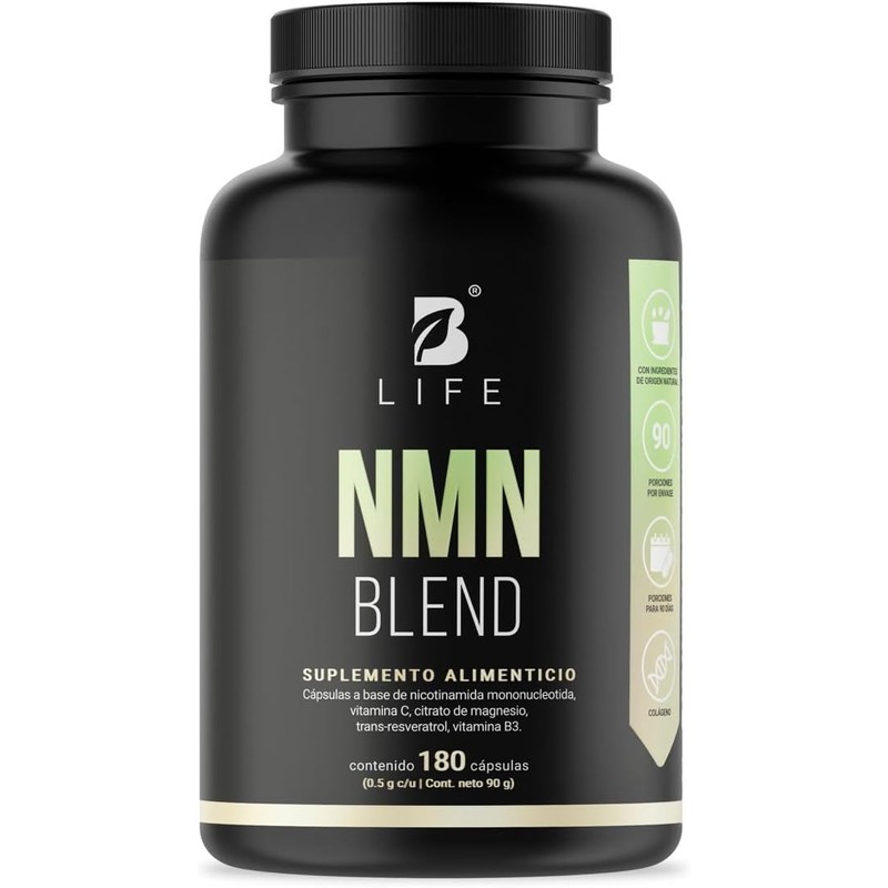 B Life NMN Precursor de NAD 180 Cápsulas con Trans-Resveratrol