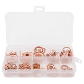200PCS M5 ~ M14 1083 Punto de fusión O Ring Junta de arandela de cobre rojo Anillo de sellado Arandela de anillo de sellado plano