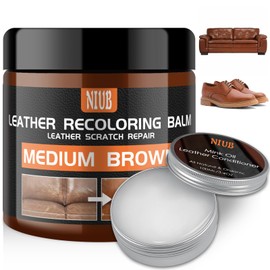 NIUB NIUB Leather Recoloring Balm Leather Color Restorer Scratch Repair Leather Cream for Furniture Couches Car Seats Shoes Bags Leather Dye and Scratched Leather with Leather Conditioner - Medium Brown