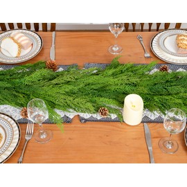 6FT Extra Full Cedar Garland Real Touch Faux Cedar Garland Christmas Greenery for Mantle Stairs Table Wall Front Door Indoor Outdoor Christmas Xmas Decor Decorations