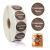 BLSUREFYX 2000pcs Contains Nuts Stickers 1in Nut Allergen Warning Brown