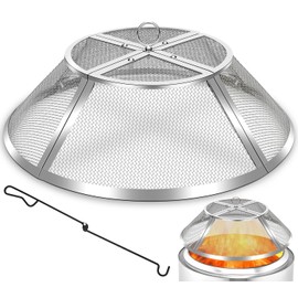 Fire Pit Spark Screen for Solo Stove Bonfire Shield 19.5inch,Stainless Steel Fire Pit Spark Cover Protector for Solo Bonfire,Fire Pits Mesh Screen Top Guard Outdoor Accessories Heavy Duty-Silver