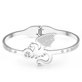 NEWEI Dragonfly Gifts for Women Girls Cute Dragonfly Bracelet Bangle Stainless Steel Dragonfly Jewelry Decor Charms for Dragon Fly Lovers, Stainless Steel, Zircon gemstone.