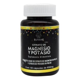 Sunahe Citrato Magnesio y Potasio 60 Cápsulas 850mg Suplemento Nutricional                                                                            