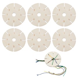 Pack of 6 Wooden Braided Discs Knotting Star Bracelets Knotting Set for DIY Birthday Festival Gifts Schools Families and Parties for Friendship Banks Craft Projects Creative Gifts for Children