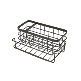 gifthub Sink Drain Basket Kitchen Storage Rack Household Drain Rack Vegetable Rack Cleaning Cloth Storage Rack,Stainless Steel Kitchen Sink Organizer,Drain Basket, Black/Silver,20.5*13.5*10 CM(black)
