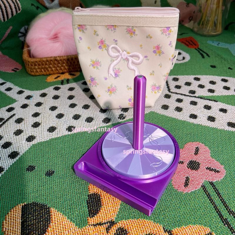 Shiny Mini Portable Yarn Spinner:_grape purple+embroidered bow bag