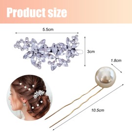 RTRTGS Hair Accessories Wedding Rhinestone Hair Clips Hair Pins Rhinestone Flower Wedding Headpiece Silver Hair Clip Wedding Unusual Bride Bridesmaid Hair Accessories for Women and Girls