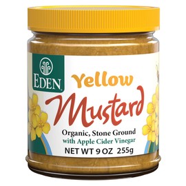 Eden Organic Yellow Mustard, 9 oz Glass Jar, Stone Ground, with Apple Cider Vinegar