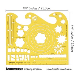 Traceease Drafting Tools Landscpae Template for Flagstones/Wire Fence/Tree/Hedge,Draft Stencils