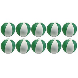 eBuyGB Pack of 10 Inflatable Colour Ball - Beach Pool Game, Green, 22 cm/9"