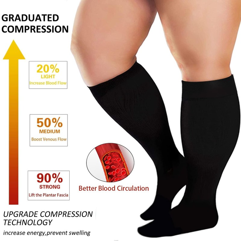 3 Pairs Plus Size Compression Socks for Women and Men