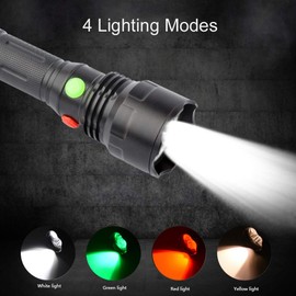 4 Colors in 1 LED Flashlight with Red/Green/White/Yellow Light, BESTSUN Flashlights with Multiple Colors for Night Vision, Astronomy, Hiking, Fishing, Camping