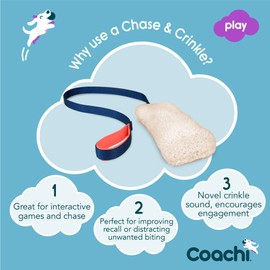 Coachi Chase & Crinkle - A Fun Enrichment Dog Toy for Chase & Play. Soft & Crinkly, Lightweight, Reward Training, Interrupting Biting & Chewing, Ideal For Agility and Suitable for Puppies