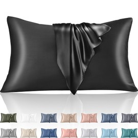 Warmstar Cooling Pillow Cases King Size Set of 2,100% Rayon Derived from Bamboo 600 Thread Count Cooling Pillowcases for Hot Sleepers,Soft Silky Breathable Pillowcases,Black,20x36 Inches