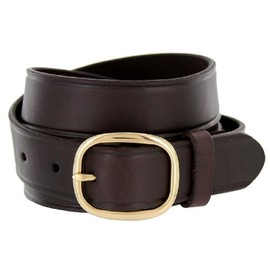 Full Leather Work Uniform Belt with Rounded Buckle 1 and 1/4" Wide Brown 40