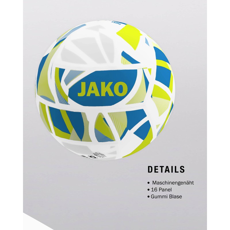 JAKO Iconic Mini Ball, White/JAKO Blue/Neon Yellow, 1
