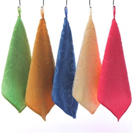 PREMJCROY 5 Pieces Set Hand Dry Towel Five Colors Hanging Loop Fast Drying Superfine Hand Towel Hanging Hand Towels Soft Dry Hand Towel Fiber Cloth for Kitchen Bathroom 9.8 * 9.8 Inch(25 * 25CM)