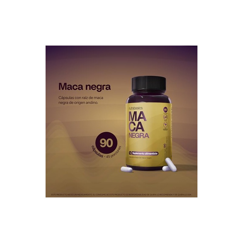 Maca Negra 1,020 mg por Porción, Cápsulas de Maca 90