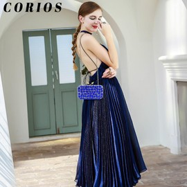 CORIOS Rhinestone Clutch for Women Shiny Evening Bag Diamond Clutch Bag Small Bag Chain Shoulder Bag Elegant Shoulder Bag for Banquet Party Prom Wedding, blue