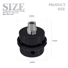 GZLCEU Pack of 4 Air Filter Compressor, 3/8 Inch 16 mm Thread Air Compressor Silencer for Oilless Air Compressor Intake Air Filter Replacement (Black Metal)