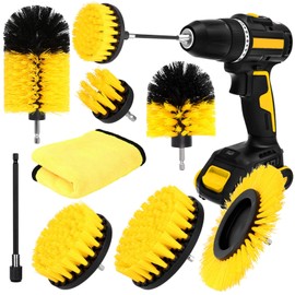 Brush Attachment Drill Set 8 Pieces Drill Brushes Attachment Cleaning Brush Power Scrubber Cleaning Kit Rim Brush Set for Rims Tiles Kitchen Floors Bathtub, Blue